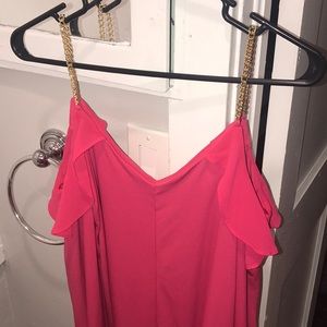 Blouse, cold shoulder, w chain straps